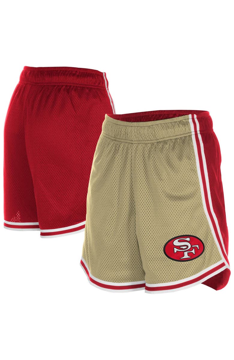 New Era Women's New Era Gold/Scarlet San Francisco 49ers Throwback Sport Classics Mesh Shorts, Main, color, Gold
