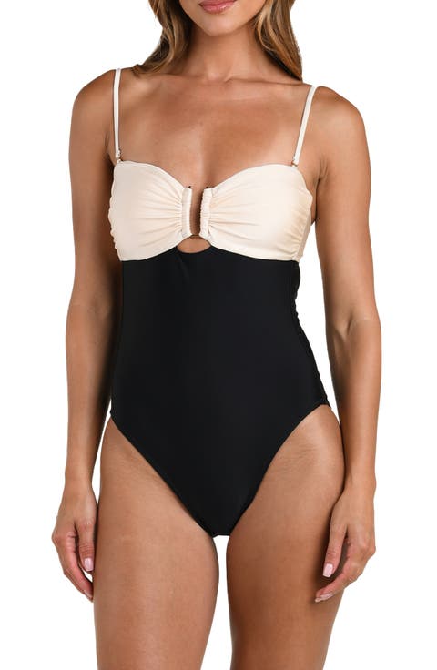 Emilia Colorblock Bandeau One-Piece Swimsuit