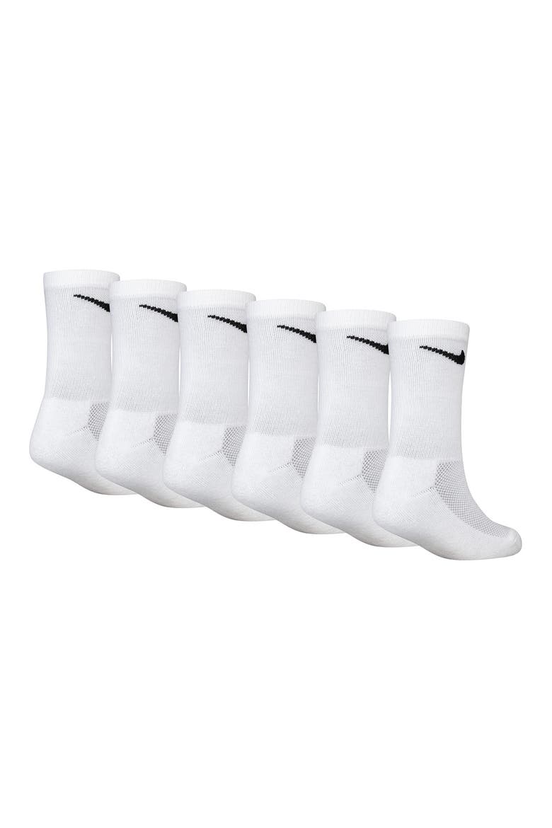 Kids' 6-Pack Performance Cushioned Crew Socks, Alternate, color, WHITE