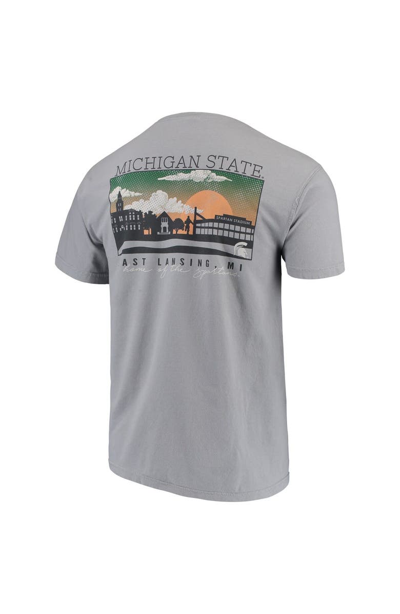 IMAGE ONE Men's Gray Michigan State Spartans Comfort Colors Campus Scenery T-Shirt, Alternate, color, 