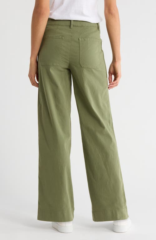 Frank & Eileen Patch Pocket Wide Leg Pants In Green