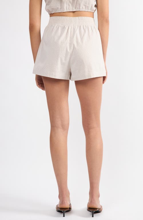 Viens Avec Moi Everyday Stripe Cotton Shorts In Brown