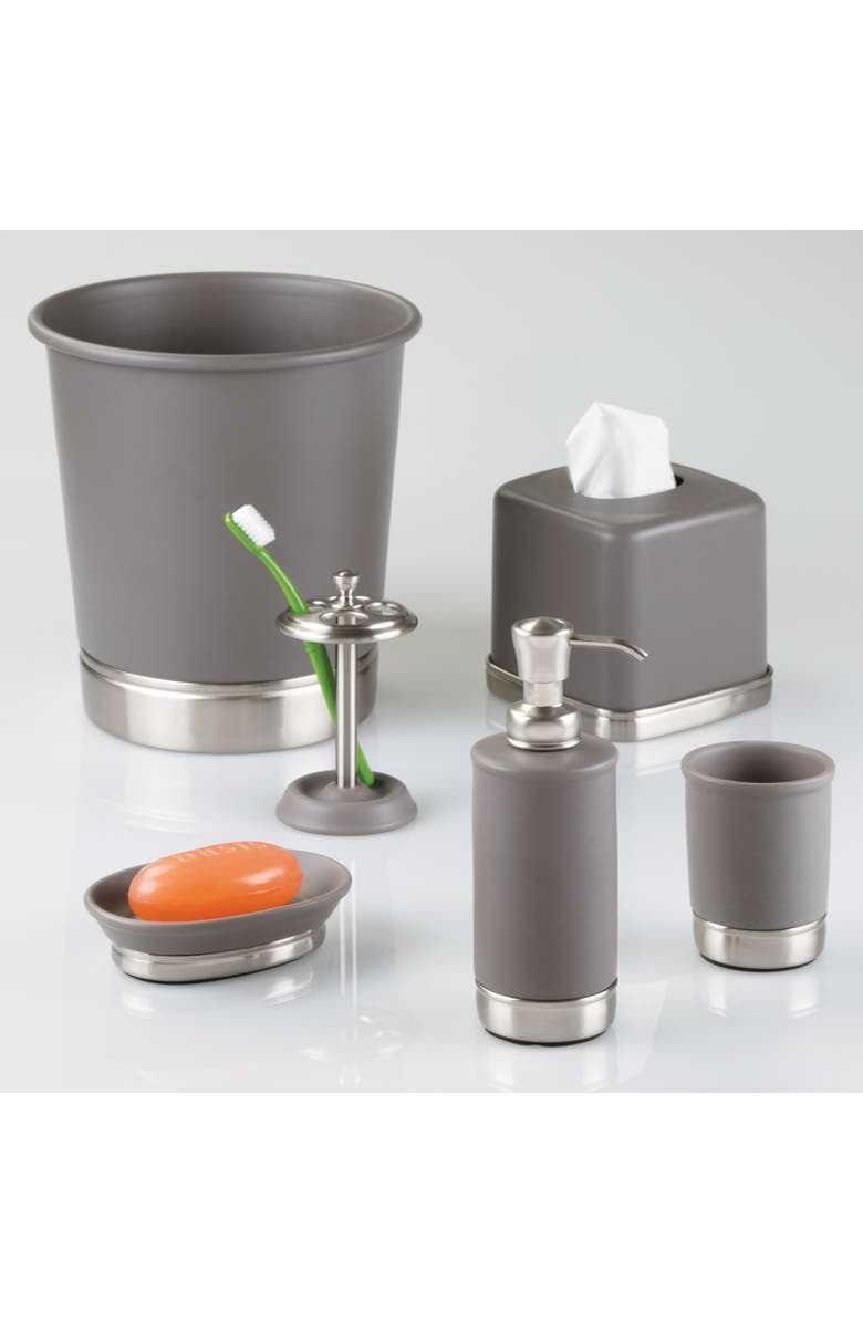 iDesign Ceramic Soap Dish for Bathroom Sink - Matte Gray/Brushed, Alternate, color, Matte Gray/Brushed