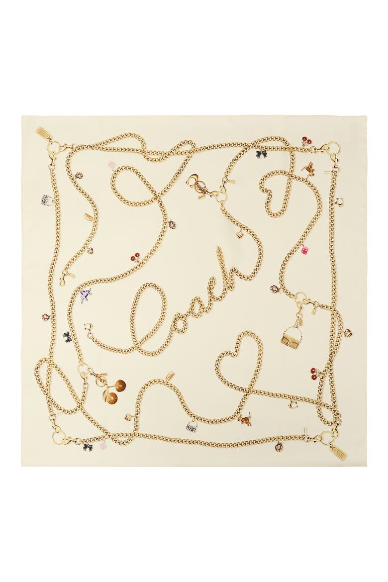 Charms Silk Scarf, Main, color, CHALK
