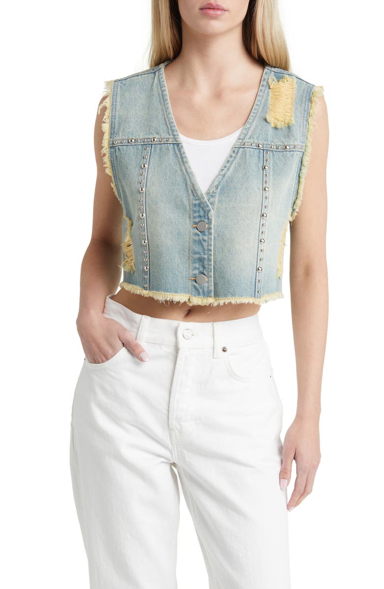 PTCL Studded Cross Denim Vest, Alternate, color,