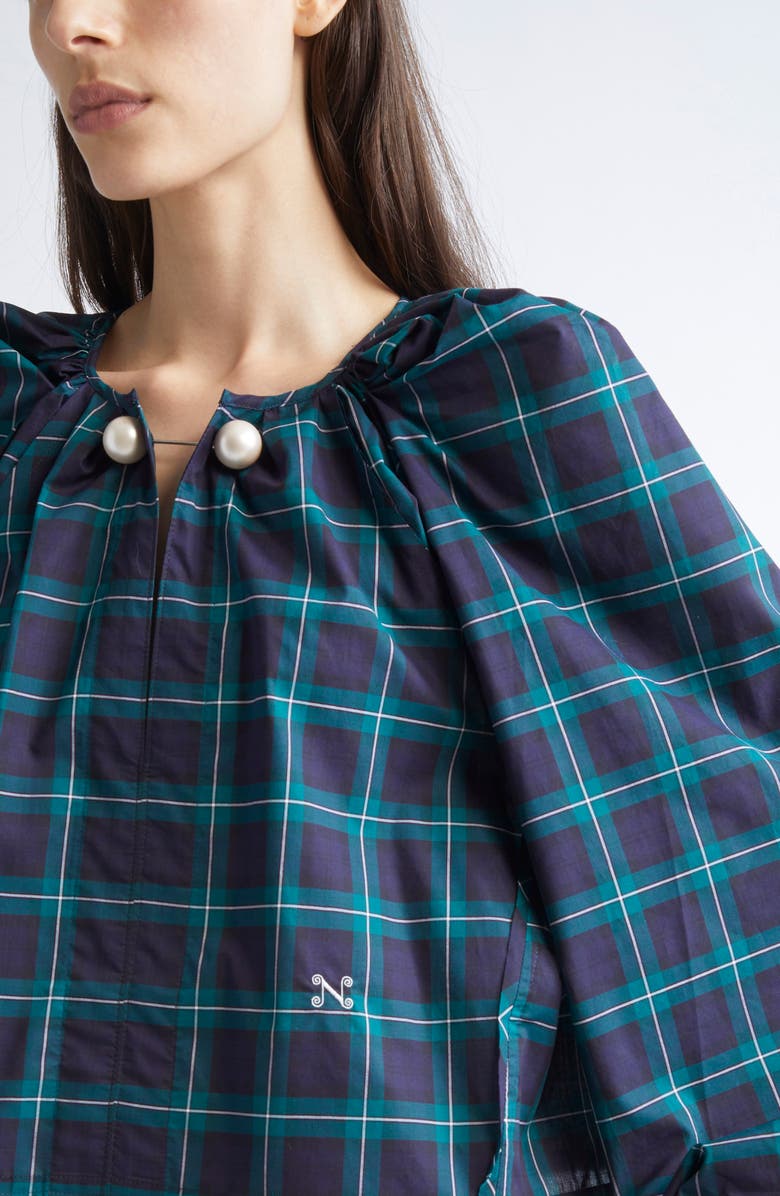 NACKIYÈ Grand Bazaar Plaid Cotton Top, Alternate, color, Navy Tartan