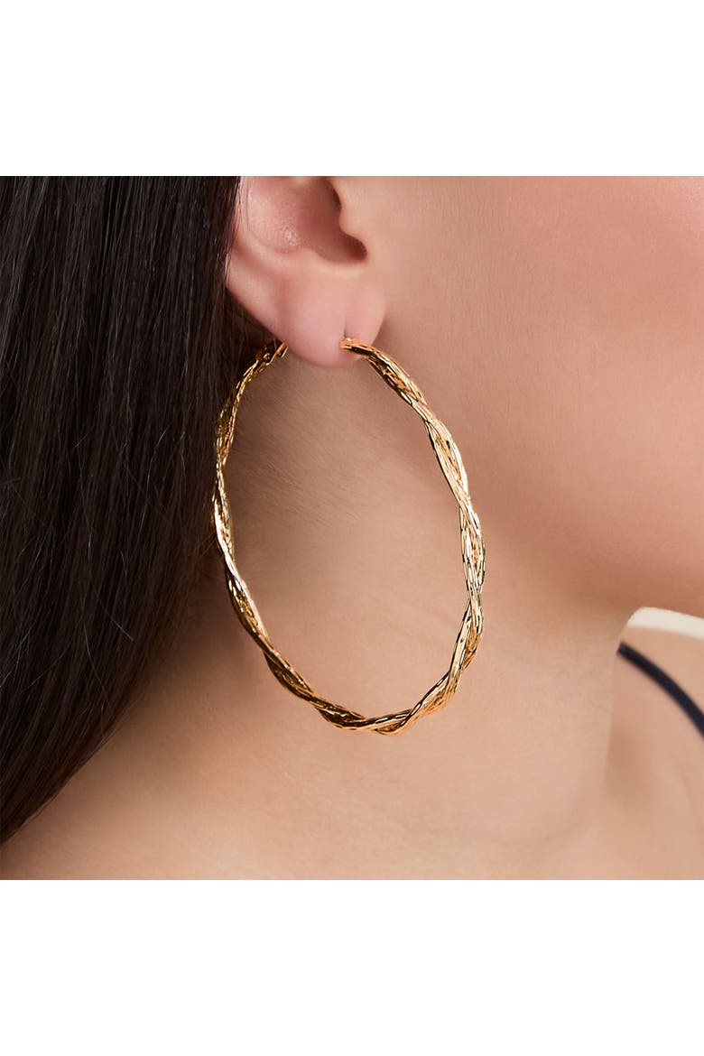 JS Jessica Simpson Gold Tone Twisted Hoop Earrings, Alternate, color, Gold