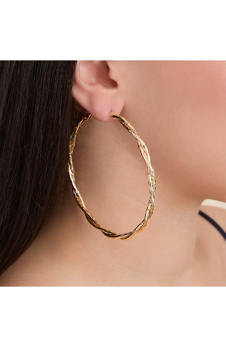 Jessica Simpson Light Gold Twist Hoop Earrings, Alternate, color, Gold