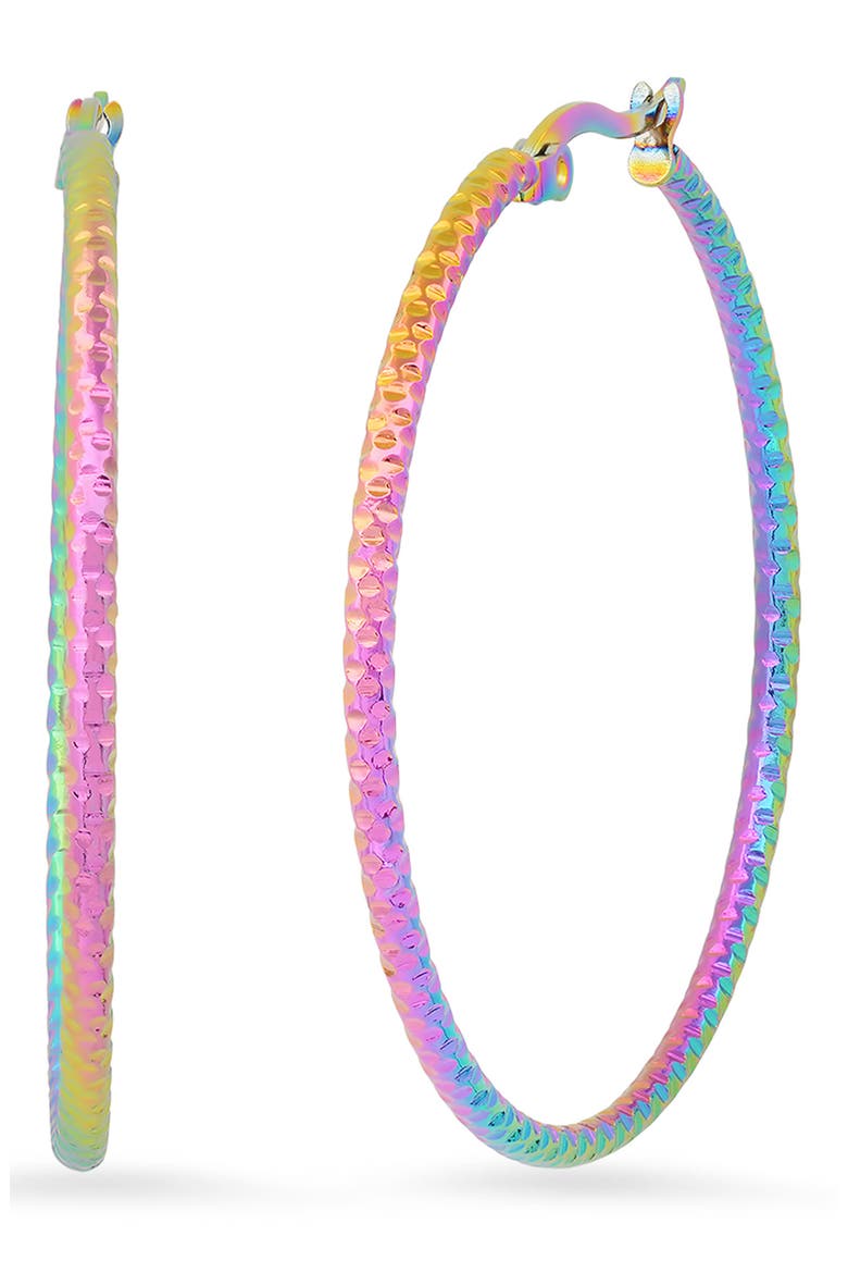 Rainbow IP Stainless Steel Hoop Earrings, Main, color, MULTI