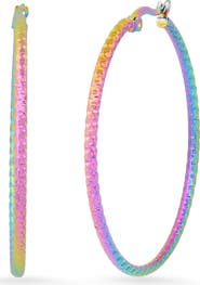 HMY JEWELRY Rainbow IP Stainless Steel 44mm Hoop Earrings