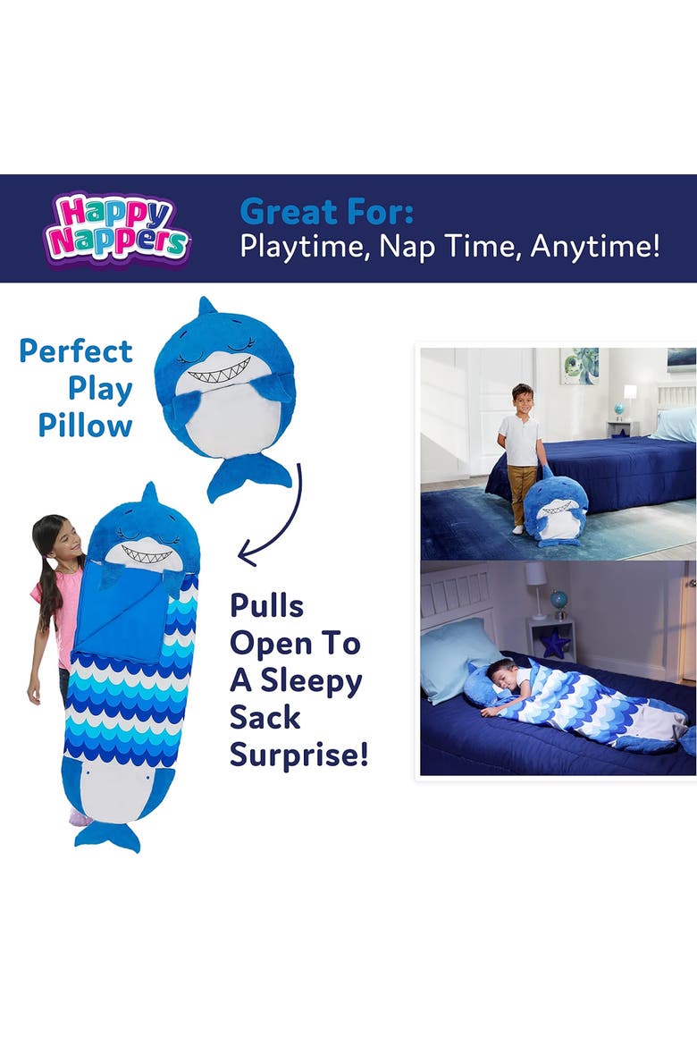 Pillow & Sleepy Sack, Large Blue Shark 66x30 Inches, 7+, Alternate, color, Blue