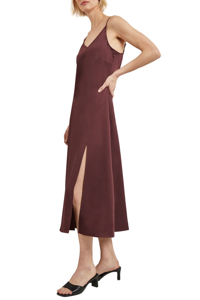 Crêpe de Chine Midi Slipdress, Alternate, color, MAHOGANY