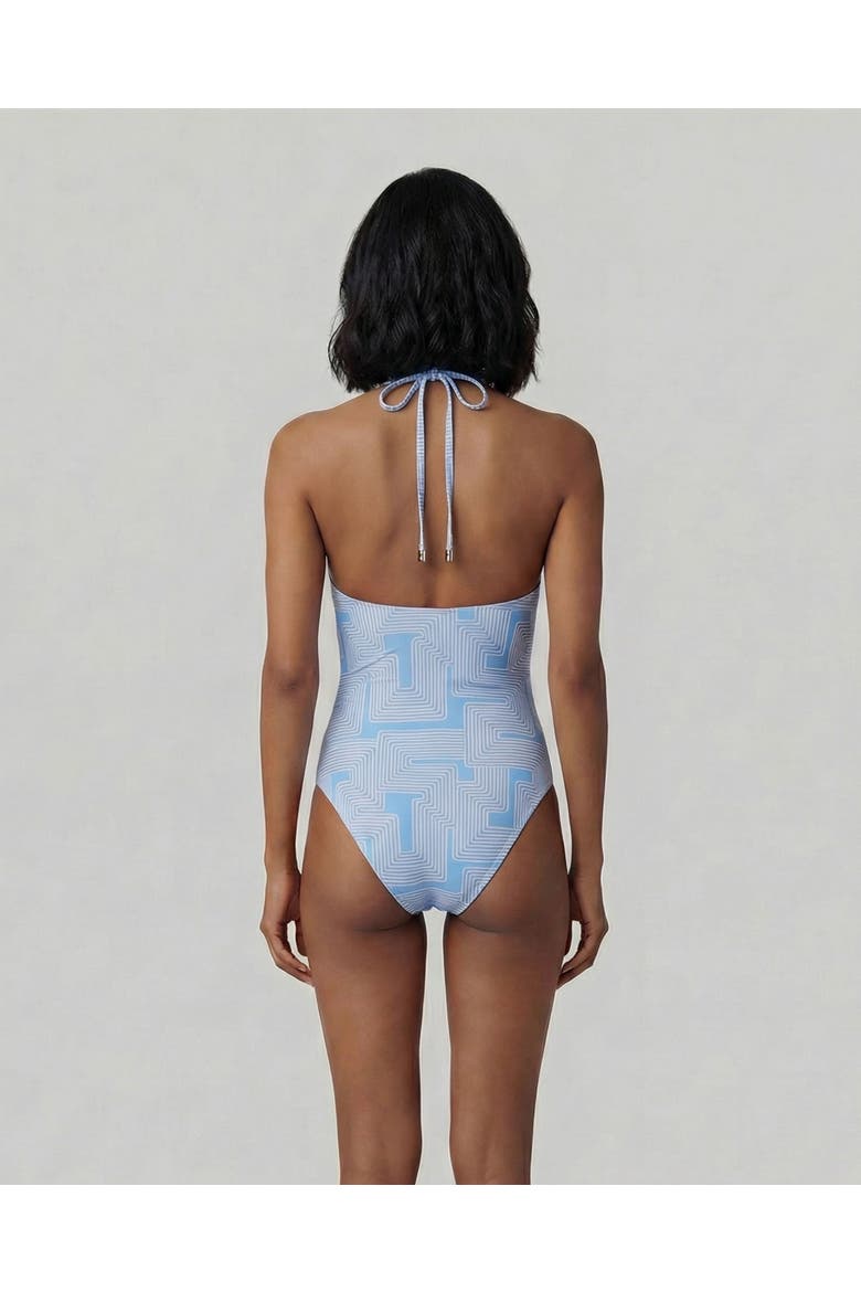 Inter Twine Womens Halter One-Piece Swimsuit, Alternate, color, Inter Twine Blue