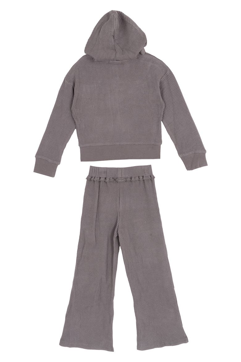 Kids' T-Shirt, Waffle Hoodie & Leggings Set, Alternate, color, GRAY
