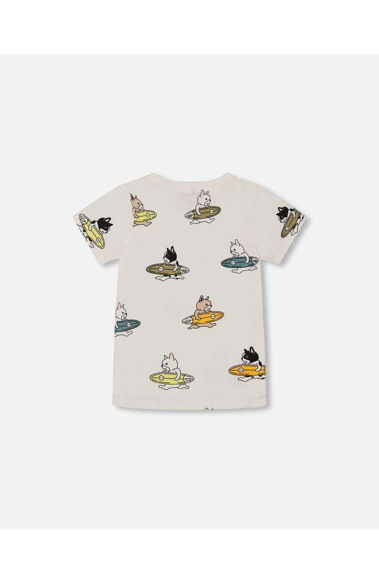 Deux par Deux Boy's Printed Organic Cotton Tee Multicolored Splash On Off-White, Alternate, color,