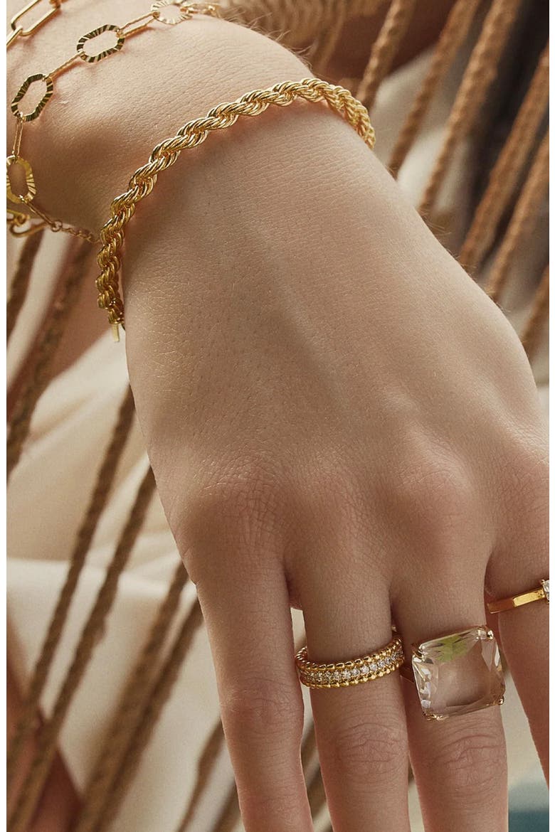 14k Gold Plated Intertwined Bracelet Dainty Minimalist Trendy, Alternate, color, Gold
