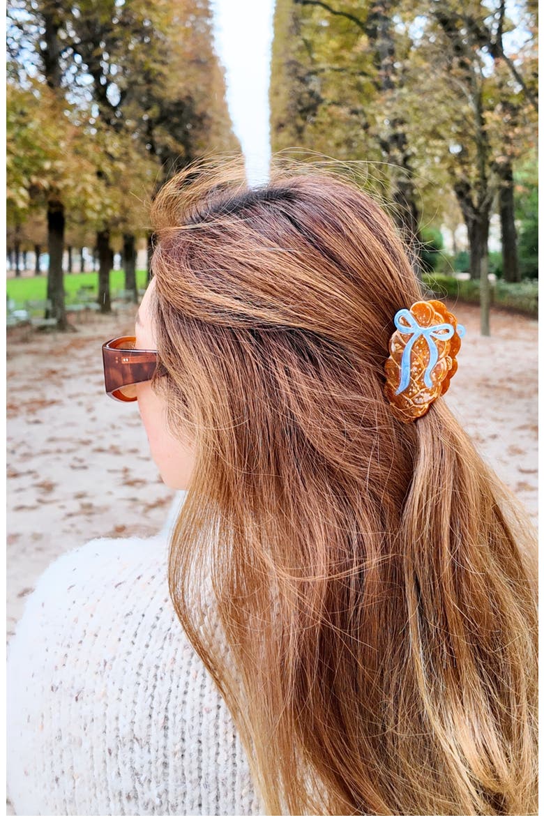 Hand Painted Bow Challah Claw Clip, Alternate, color, BROWN