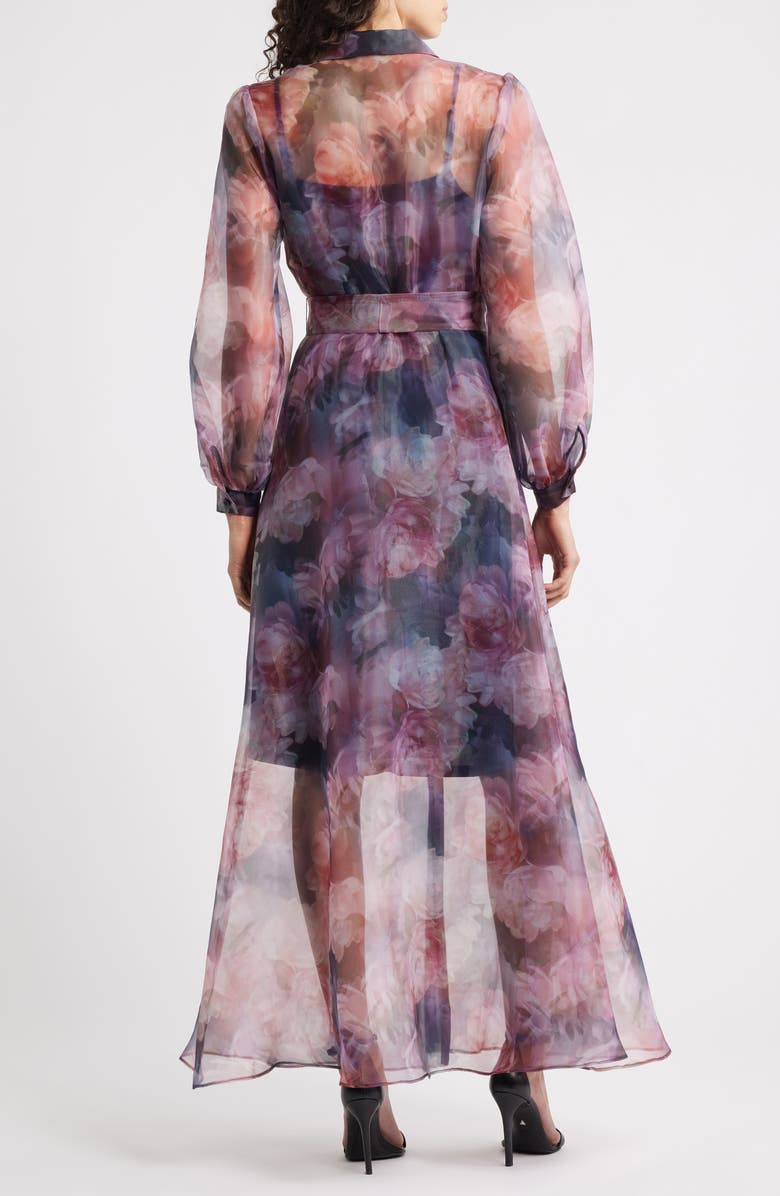 Julia Jordan Floral Organza Button-Up Gown, Alternate, color, Pink Multi