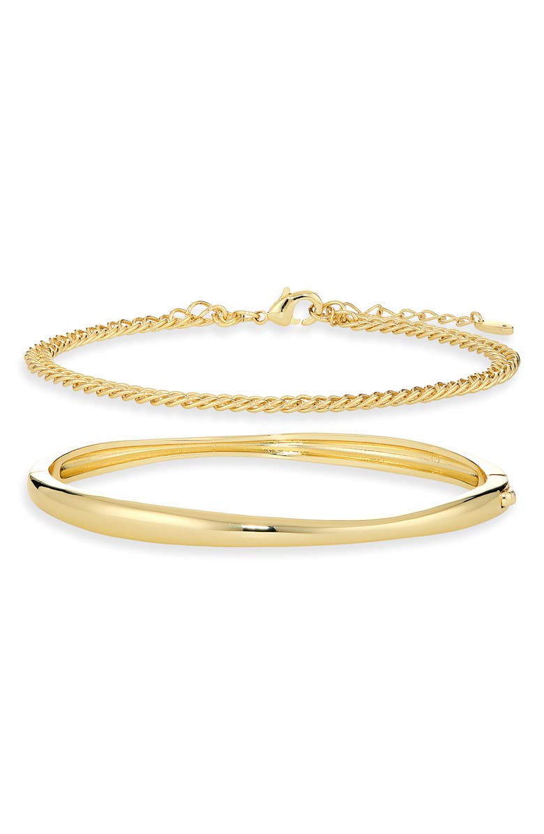 ARGENTO VIVO Set of 2 Chain & Bangle Bracelets, Alternate, color, Gold