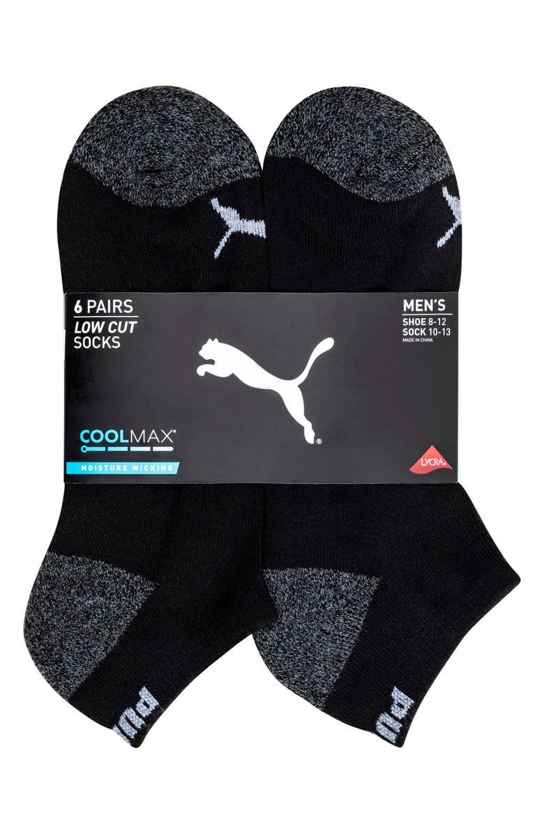 PUMA 6-Pack Terry Low Cut Length Socks, Alternate, color, Black