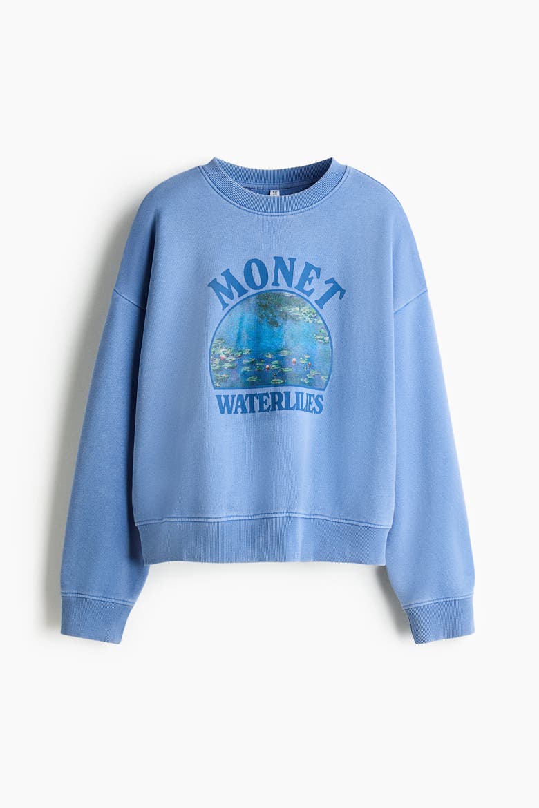 Oversized Print-motif Sweatshirt, Alternate, color, Blue/Monet