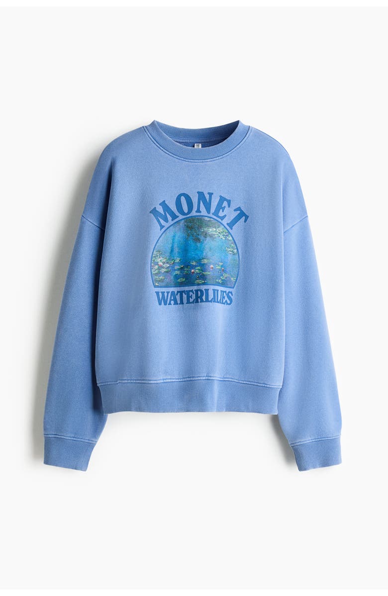 H&M Oversized Print-motif Sweatshirt, Alternate, color, Blue/Monet