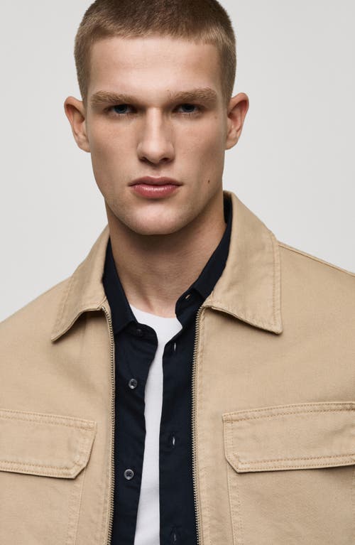 Mango Denim Jacket With Pockets In Beige