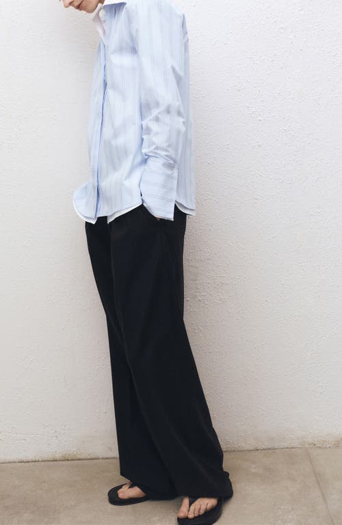 Mango Regular Fit Stripe Cotton Button-up Shirt In Sky Blue