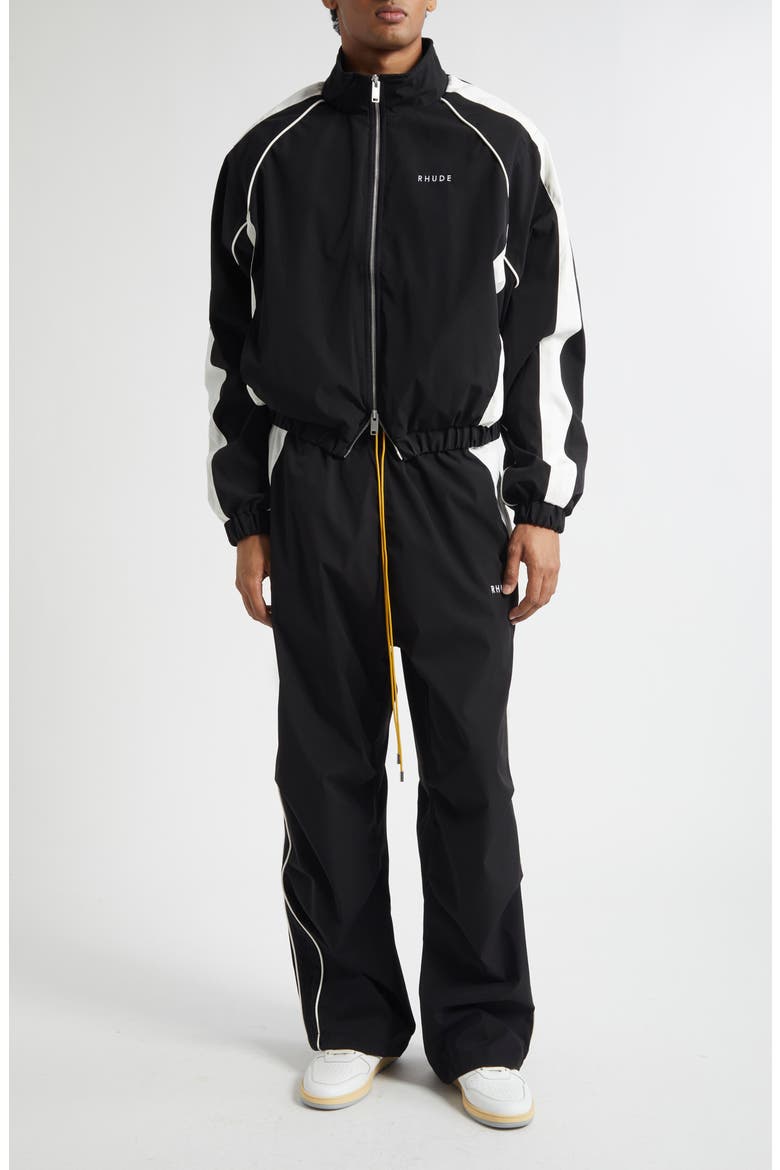 Ramona Piped Track Jacket, Alternate, color, BLACK / WHITE