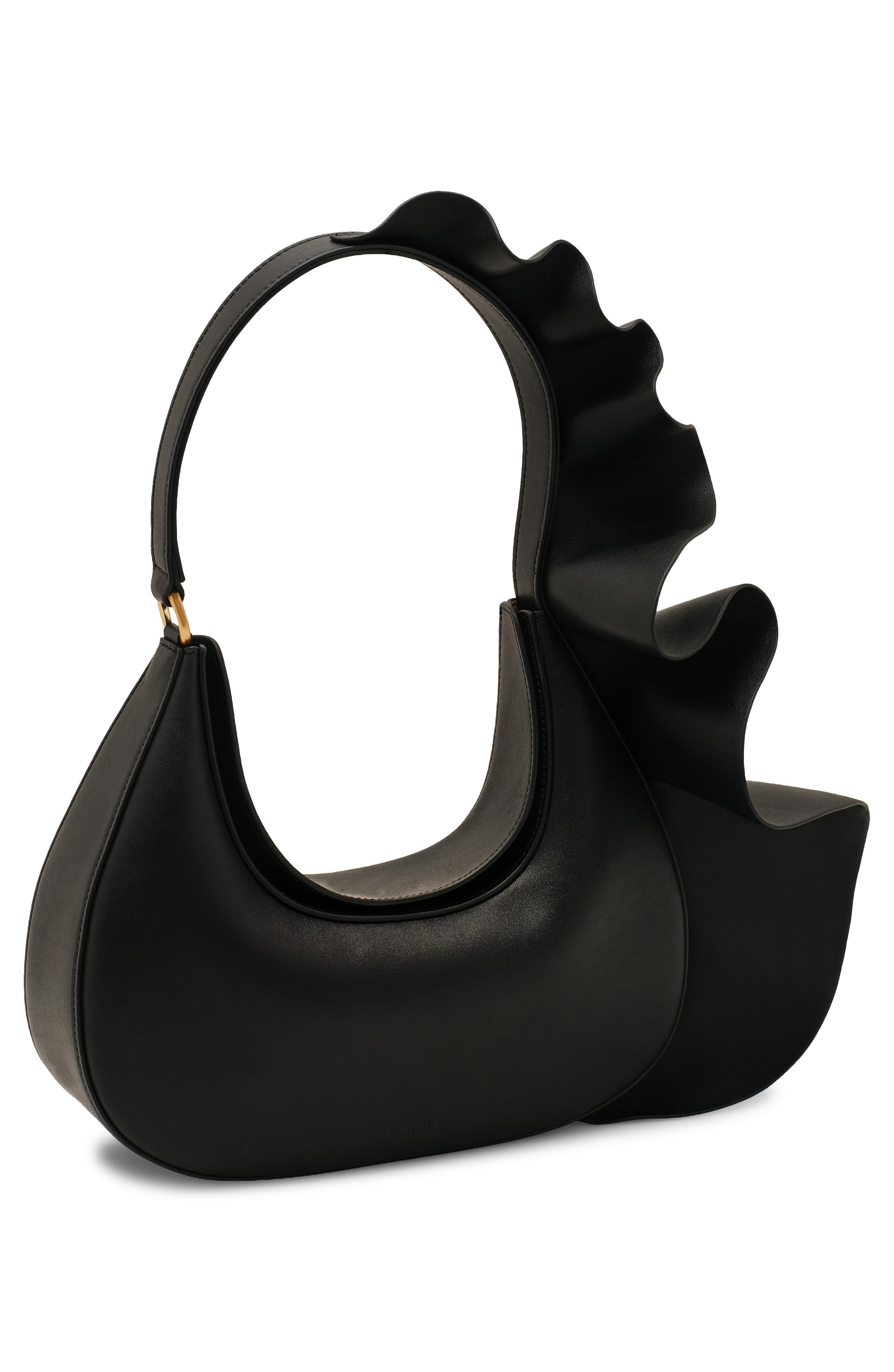 Cult Gaia Zoella Leather Shoulder Bag, Alternate, color, Black