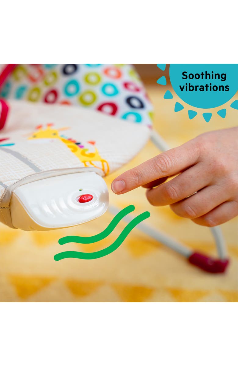 BRIGHT STARTS Playful Pinwheels Vibrating Baby Bouncer Seat with Toy Bar, Alternate, color, Khaki