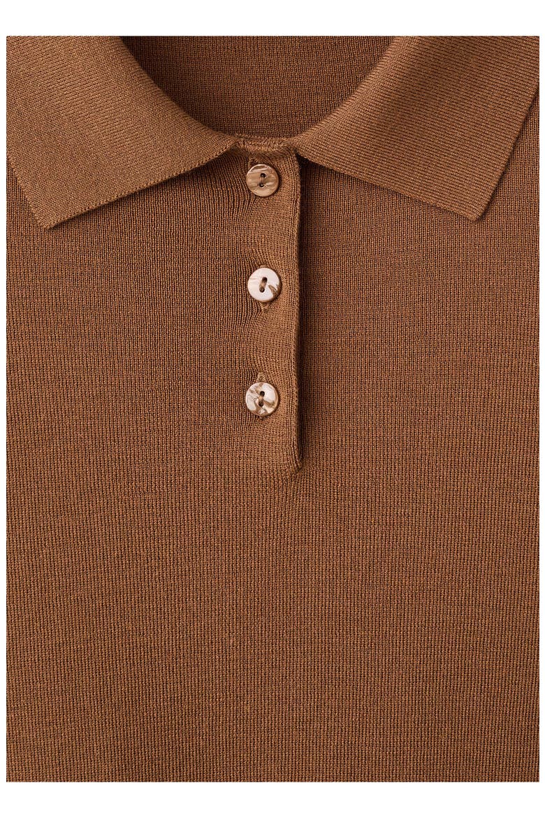 Wool & Cotton Polo Sweater, Alternate, color, TOBACCO BROWN