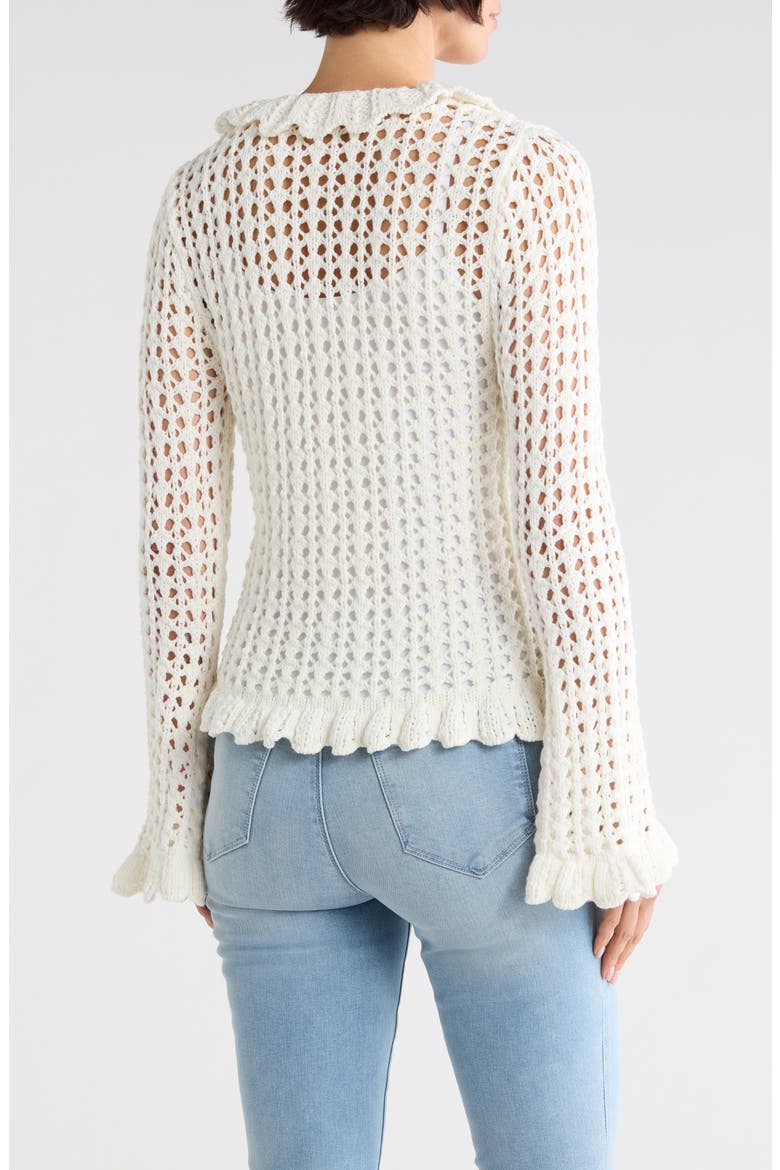 Solaris Open Stitch Cotton Blend Cardigan, Alternate, color, IVORY