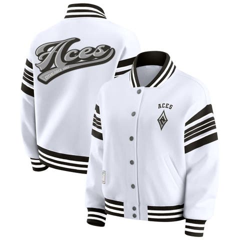 Women's WEAR by Erin Andrews White/Black Las Vegas Aces Full-Snap Fleece Sweatshirt Jacket