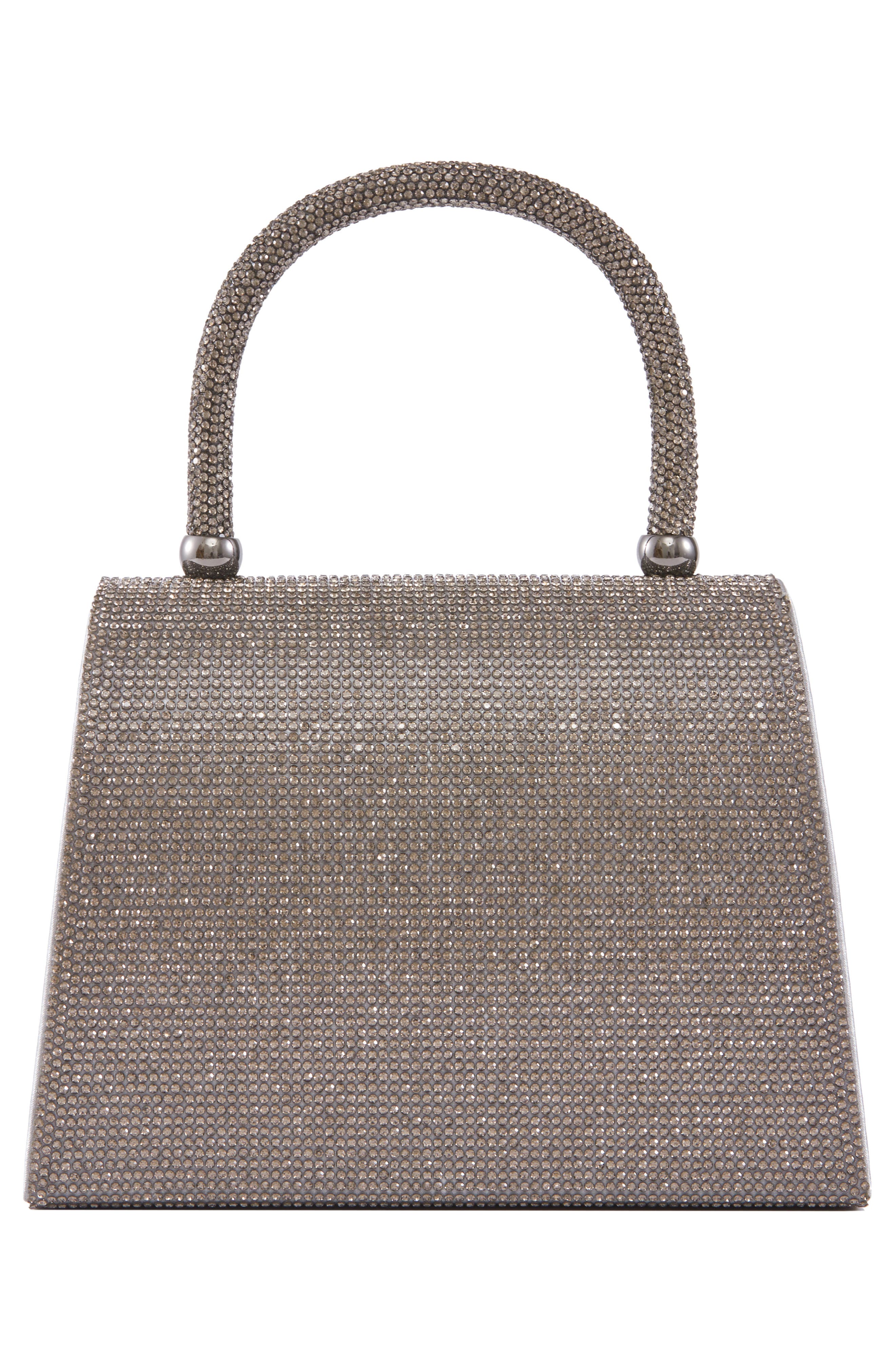 LADY COUTURE Rhinestone Top Handle Evening Bag, Alternate, color, Pewter