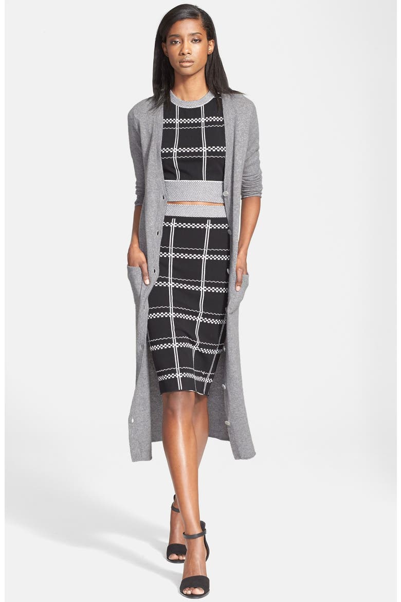 Long Cashmere Cardigan, Alternate, color, CEMENT