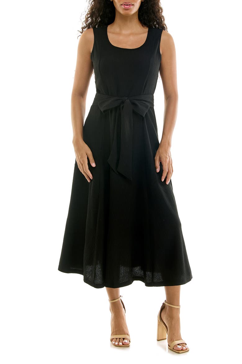 Sylvia Waffle Knit Midi Dress, Main, color, BLACK