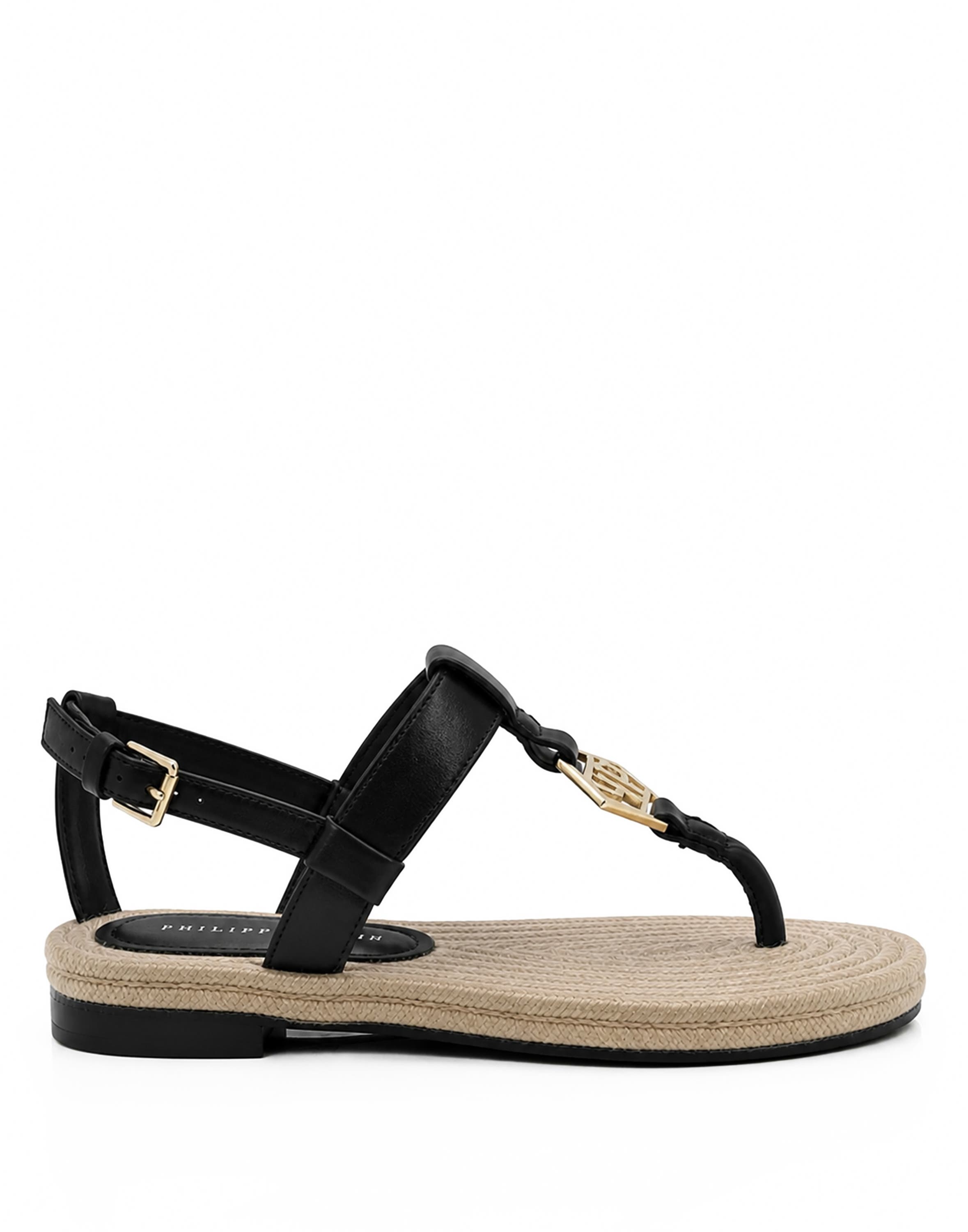 Nappa Sandals Rope Hexagon Women, Alternate, color, black