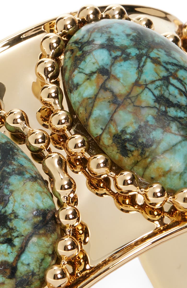 LELET NY Tera Turquoise Ballchain Wide Cuff Ponytail Holder, Alternate, color,