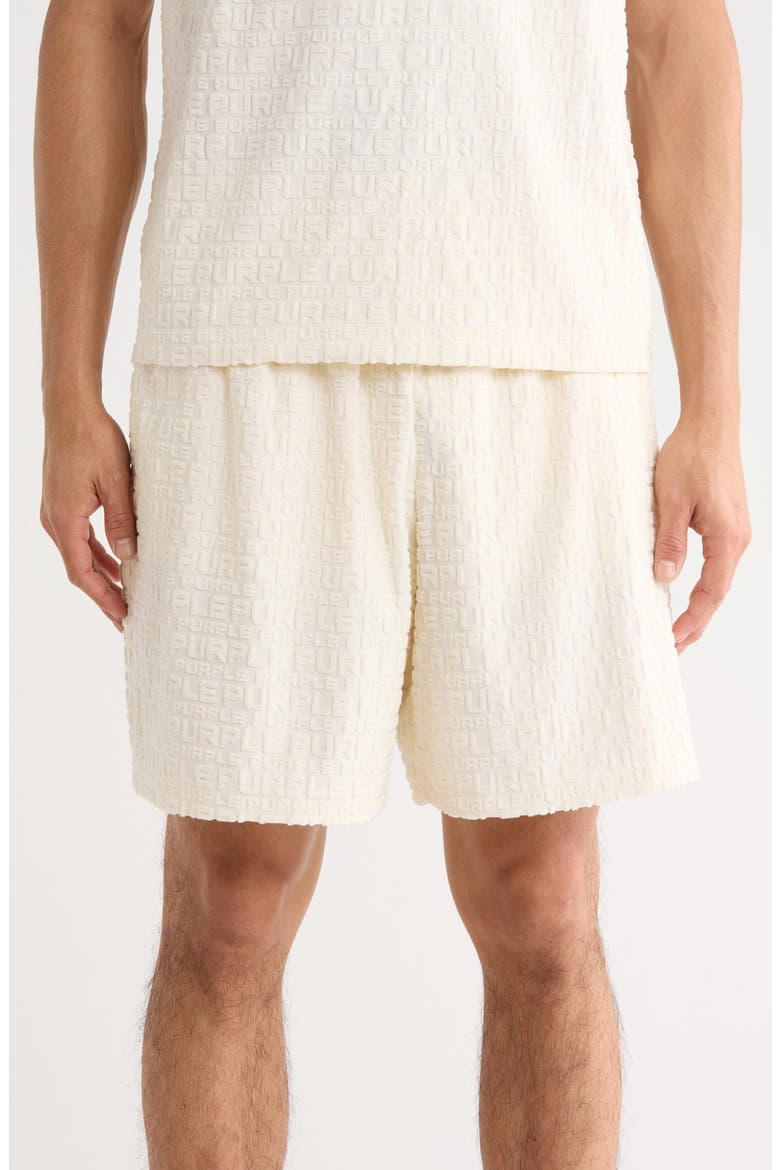 Logo Terry Pull-On Shorts, Main, color, OFF WHITE