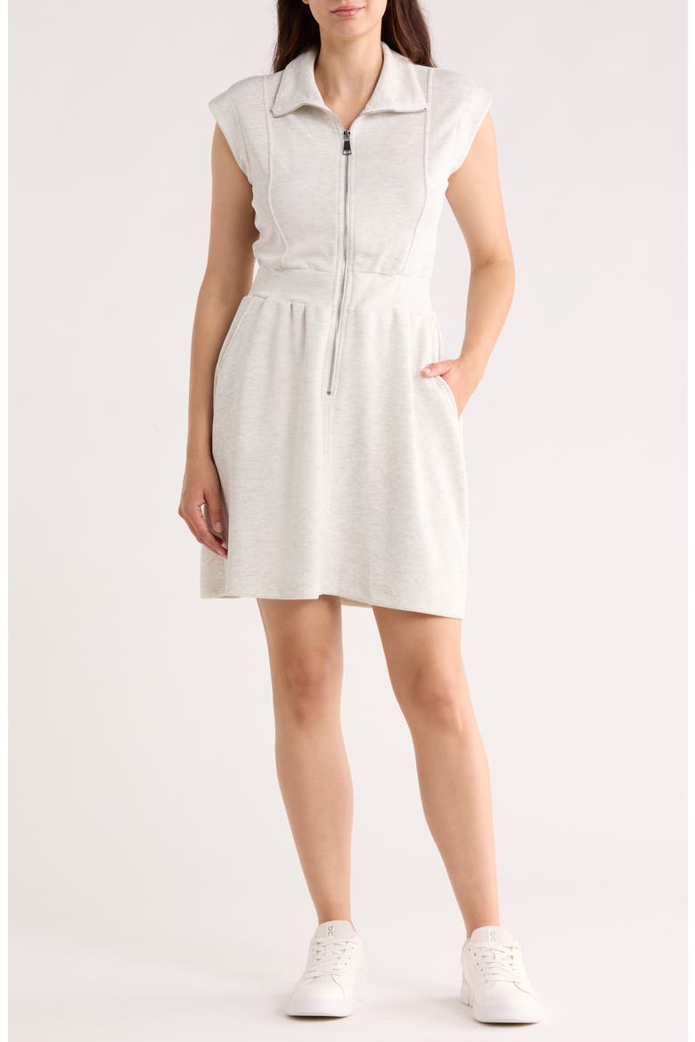 Cap Sleeve Zip Front Scuba Dress, Main, color, HEATHER