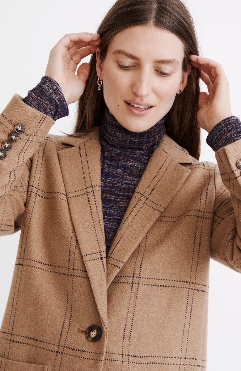 Madewell Larsen Windowpane Check Recycled Wool Blend Blazer, Alternate, color, 