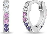 In Season Jewelry Double Sided Prong Cubic Zirconia Hoop Earrings