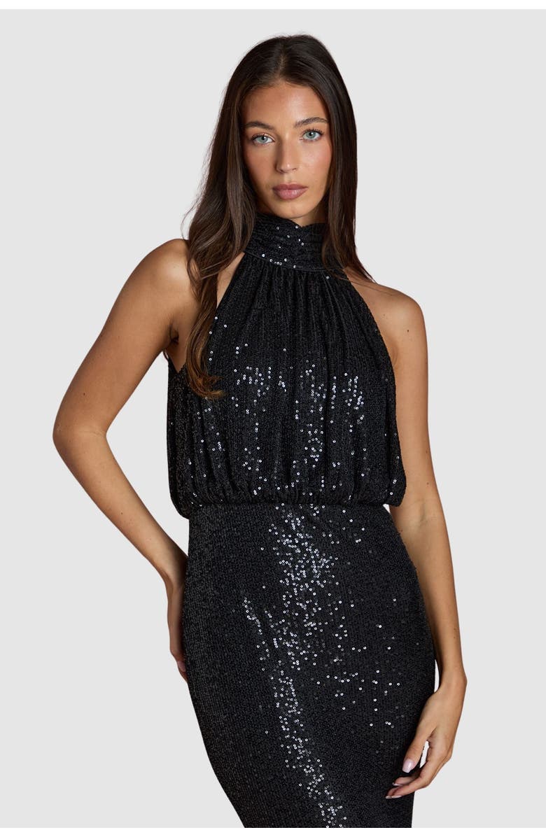 Coast Halterneck Sequin Bridesmaid Maxi Dress, Alternate, color, Black