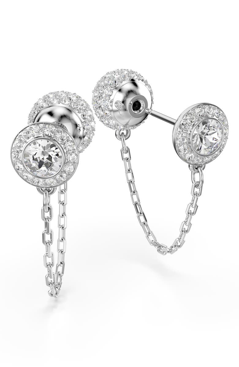 Swarovski Una Linear Drop Earrings, Alternate, color, Rhodium