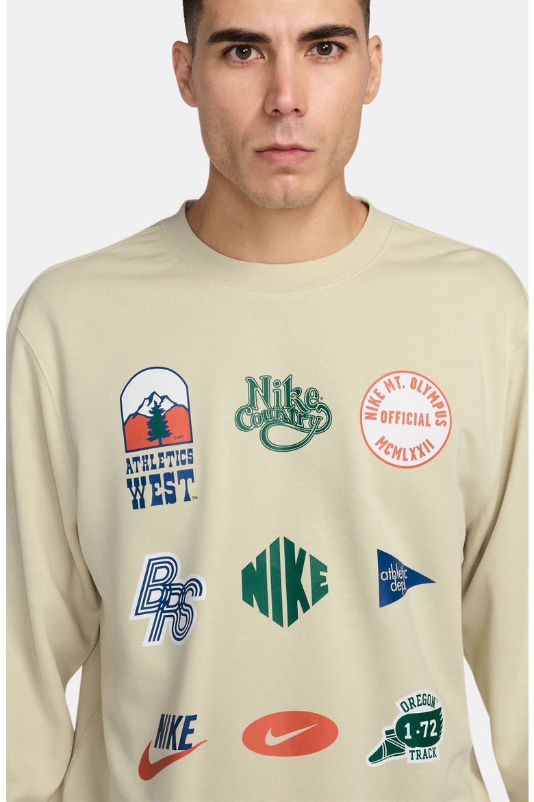 Sportswear Club French Terry Crewneck Sweatshirt, Alternate, color, LIGHT KHAKI/ OBSIDIAN
