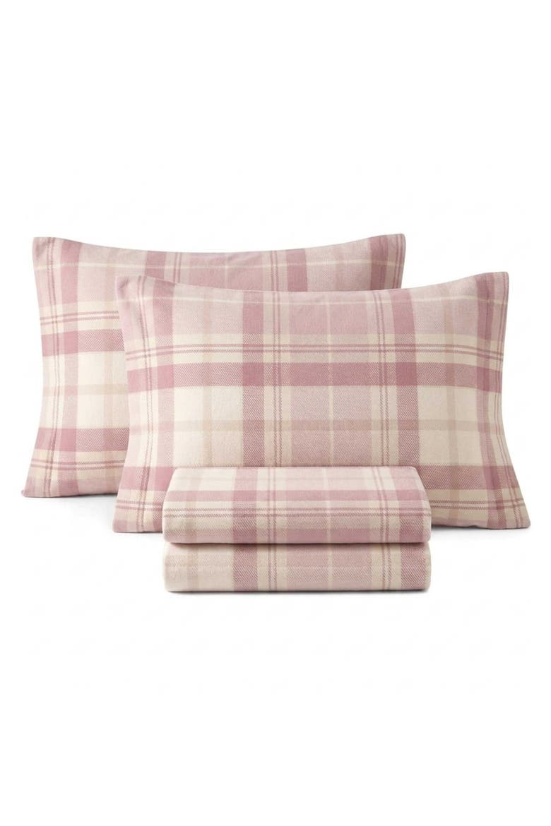 Mulholland Plaid Cotton Sheet Set, Alternate, color, MAUVE PINK