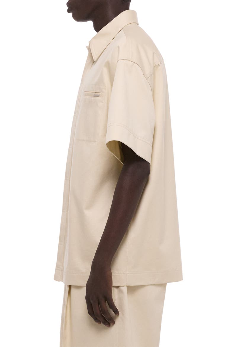 Oversize Short Sleeve Button-Up Shirt, Alternate, color, OATMEAL