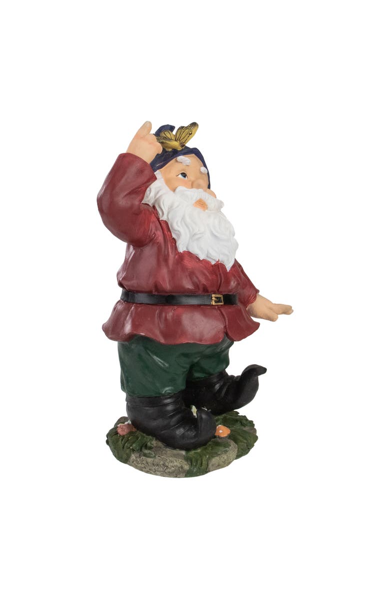 Northlight 11.25" Red and Green Gnome with Butterfly Outdoor Garden Statue, Alternate, color, Red
