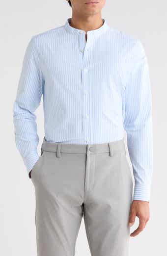 State of Mind Striped Performance Band Collar Shirt